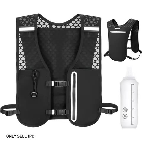 Running Hydration Vest, Adjustable Chest Straps Outdoor Sport Running Vest for Women Men with 500ml Soft Flask, Lightweight Runners Vest Women for Hiking Trail Running Cycling Race Marathon
