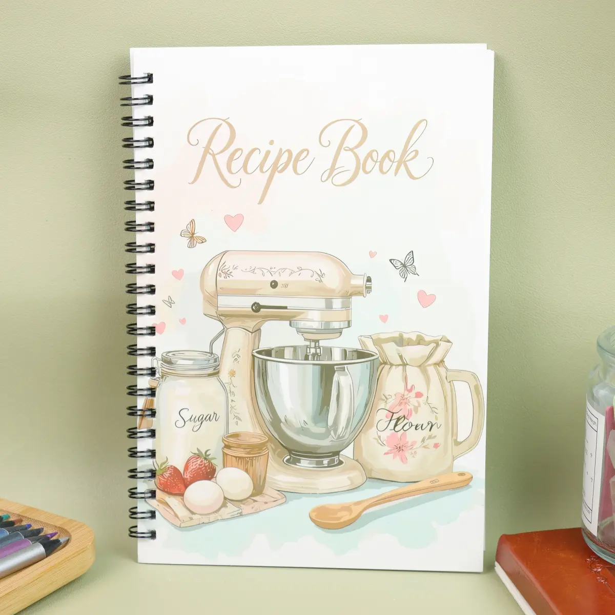 My Recipe Book Fun Cookbook Journal Notebook, Workbook Journal, Spiral Bound Notebook, Personal Blank Recipe Handbook, Ideal Mother's Day Gift for Mom Grandma Sister