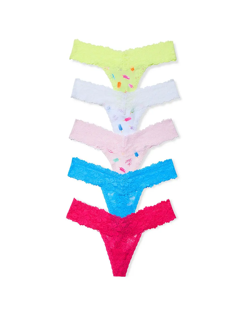 Victoria's Secret PINK Women's Lace Thong Underwear, Panties for Women, Multi Pack (XS-XXL)
