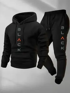 Men's Hooded Sweatshirt & Pants Set, Casual Long Sleeve Pullover with Pocket Design, Comfortable for Daily Wear