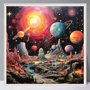 Cosmic Planet Pattern Galaxy DIY Diamond Arts Colorful Painting Kit without Frame, 5D Diamond Decor Painting by Numbers Kit, DIY Wall Art Decor