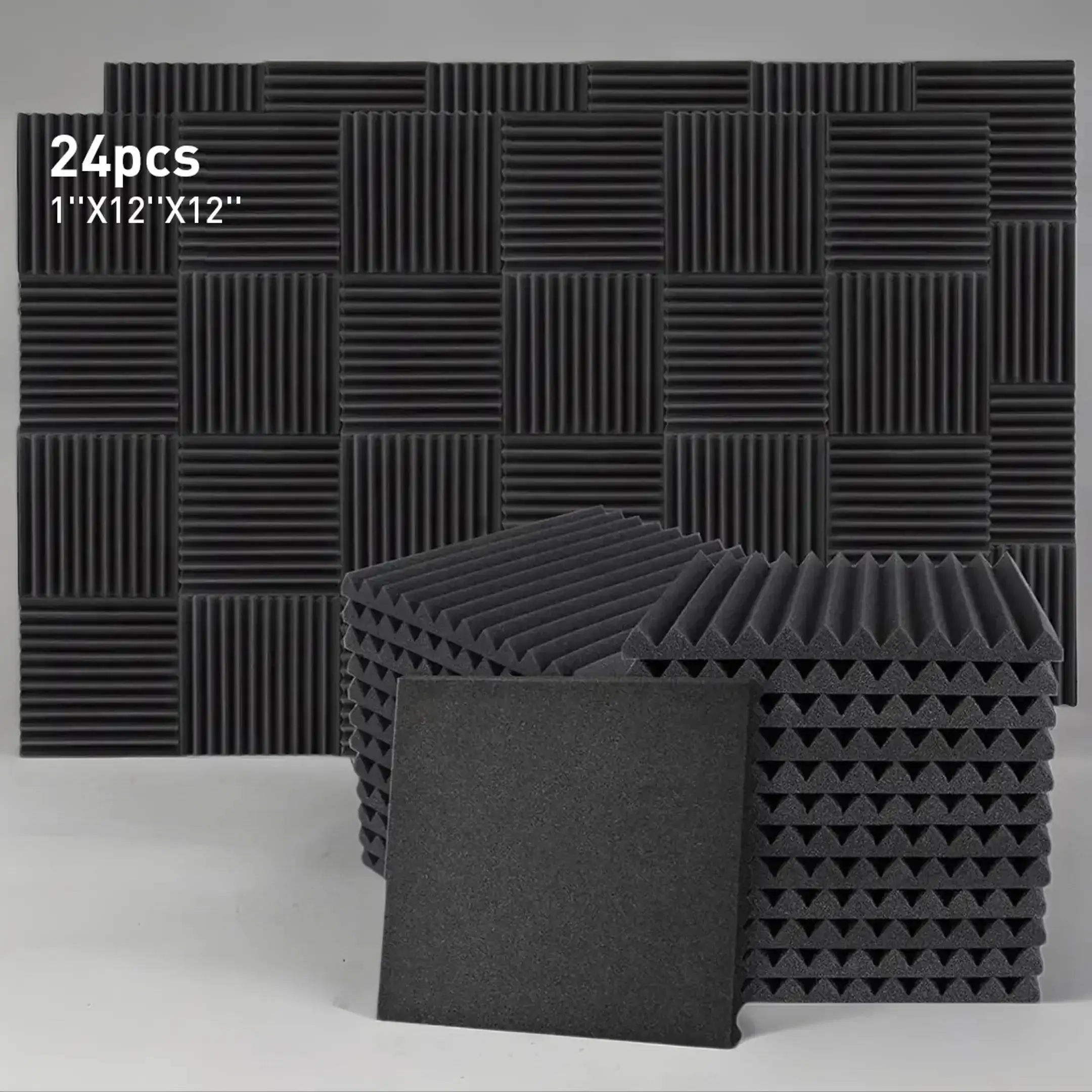 Durable Acoustic Audio Visual Accessories Noise Reduction Soft Foam Panels Black 1x12x12 Inches for Audio and Video Room Noise Reduction Studio, Soft