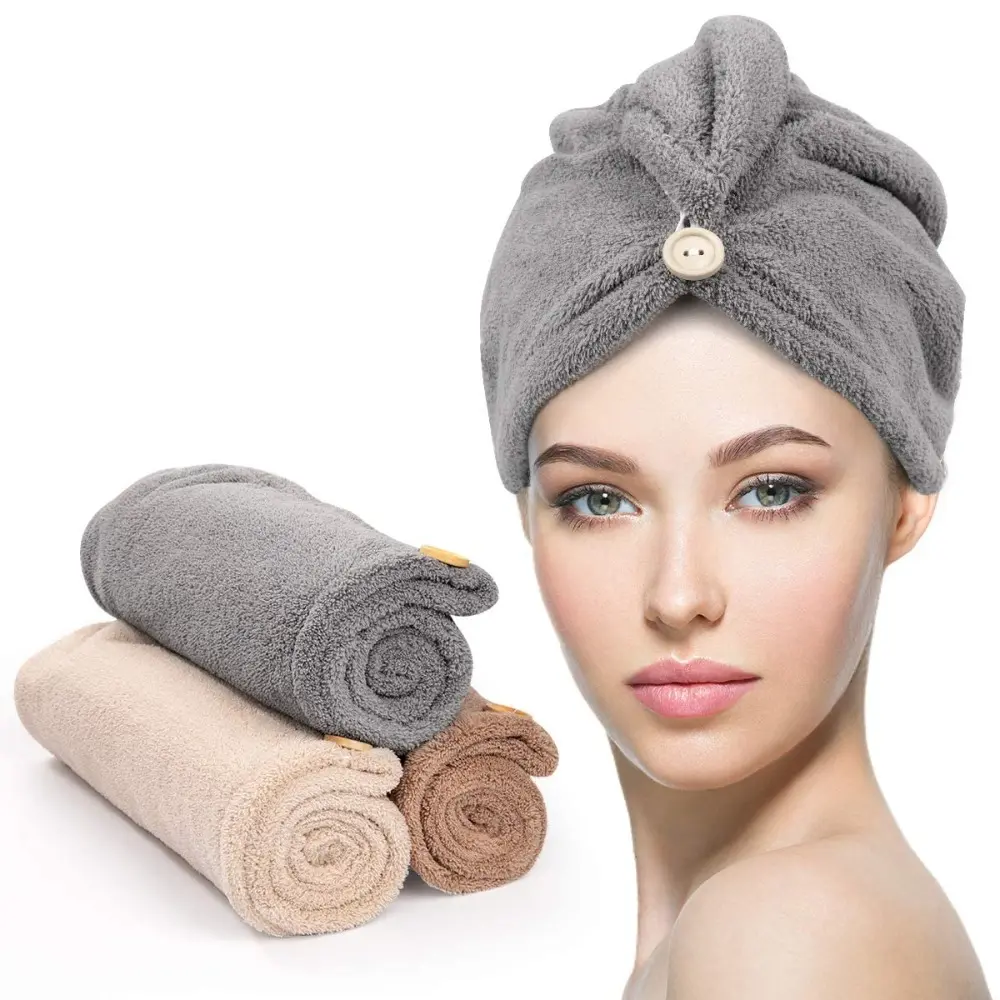 3Pcs/Set Microfiber Hair Towel Wrap for Women,Super Absorbent Fast Drying Hair Turban with Button,Anti-Frizz Curly Hair Drying Cap for Wet Hair,Bath & Spa,Halloween Christmas Party Fathersdaygift,Hand Tools Kits