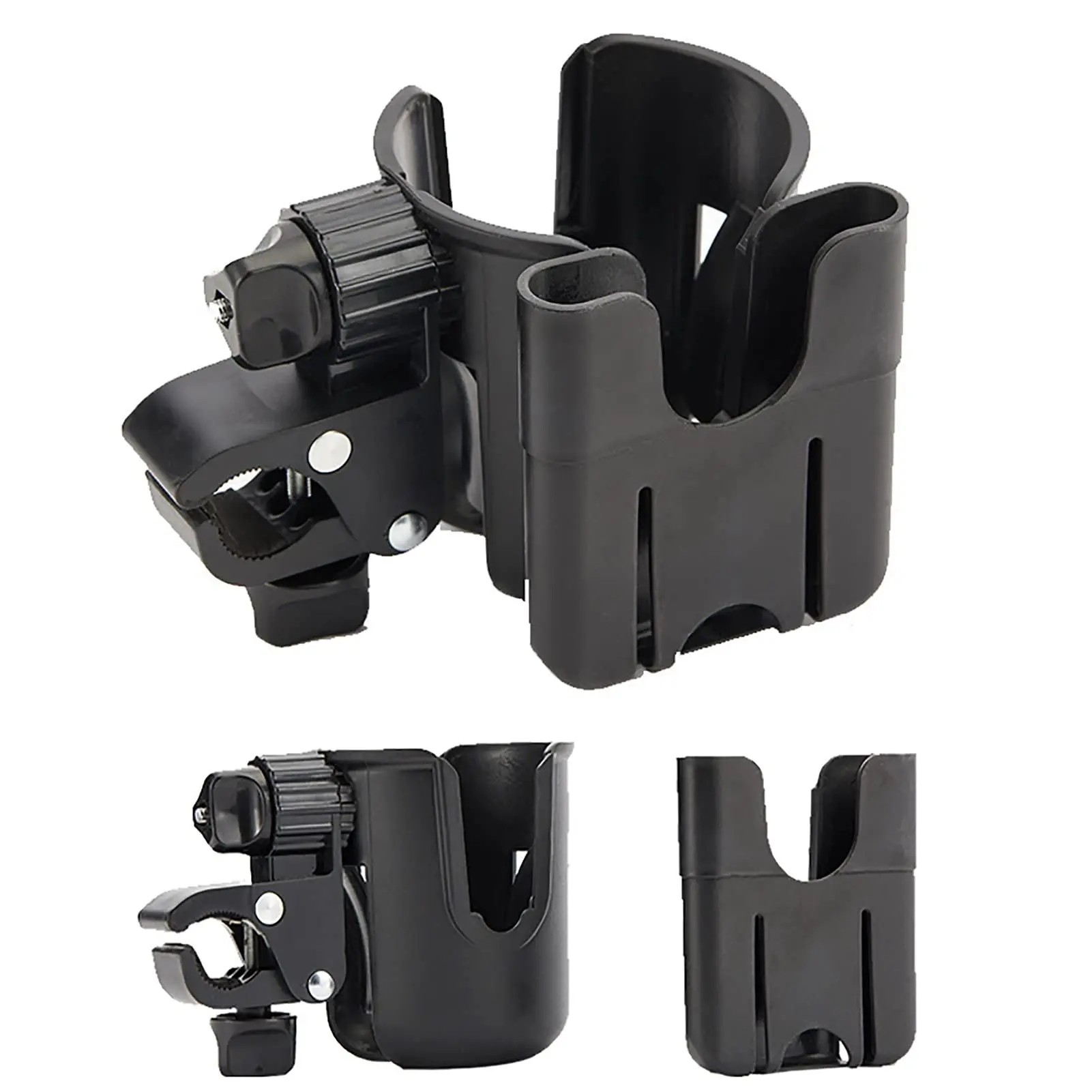 Universal Baby Stroller Cup Holder with Phone Stand, 360° Rotatable Bottle Holder with Strong Clip, Accessories for Strollers, Bikes, Wheelchairs, Walkers, Scooters, Stroller Attachment