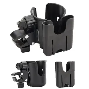 Universal Baby Stroller Cup Holder with Phone Stand, 360° Rotatable Bottle Holder with Strong Clip, Accessories for Strollers, Bikes, Wheelchairs, Walkers, Scooters