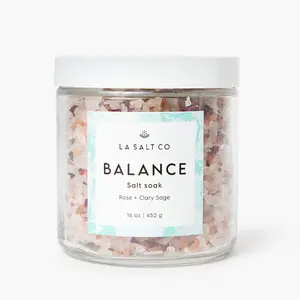 LA SALT CO Balance Salt Soak - 16 oz Floral Blend with Rose & Clary Sage Essential Oils for Skin Repair & Relaxation Body Care