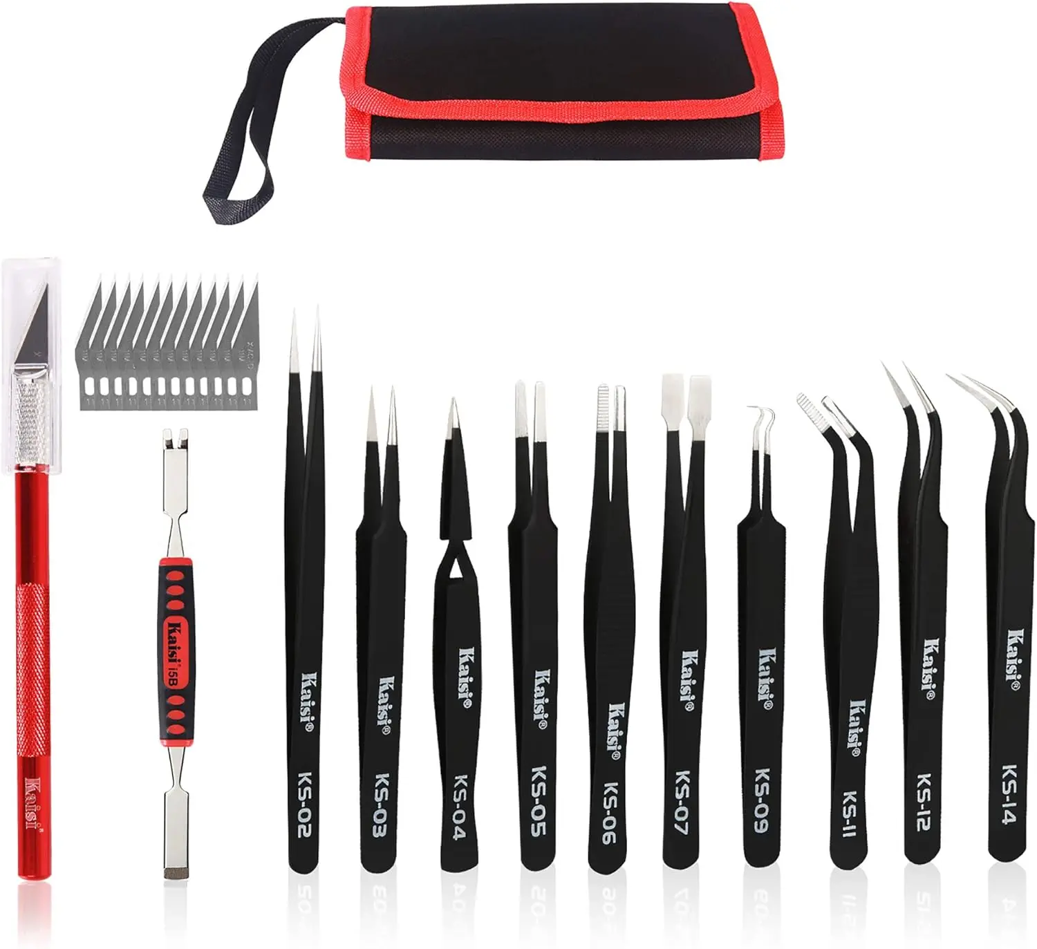 Tweezers Set, 12 PCS ESD Tweezer Set, Anti-Static Stainless Tweezers Kit Curved Tweezers for Craft, Jewelry, Electronics, Laboratory Work