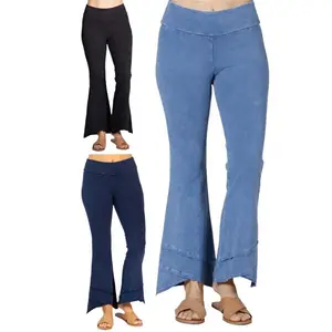 Chatoyant Mineral Wash Boutique Flare Hem Ankle Pants