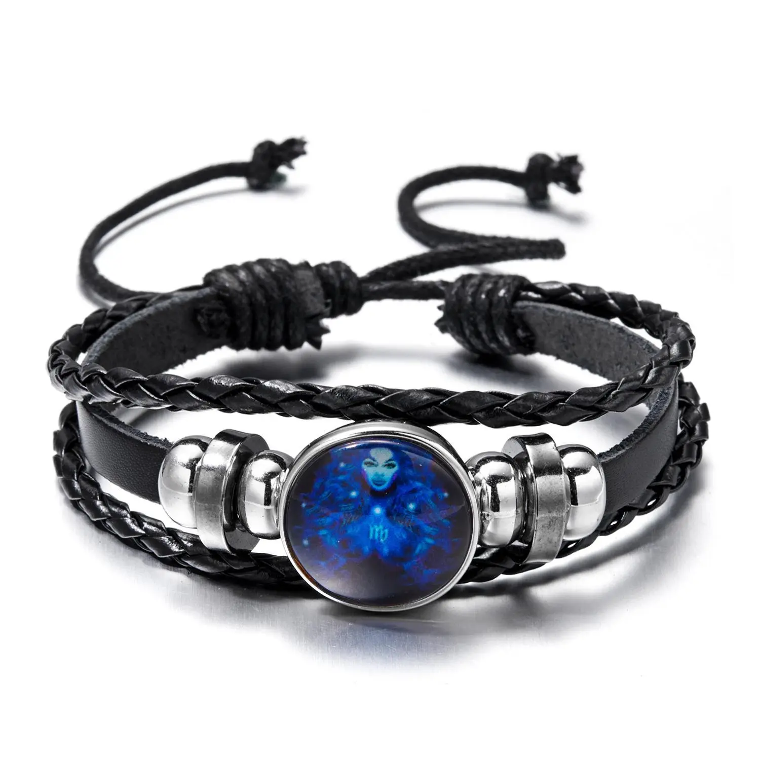 Luminous 12 Zodiac Constellation Sign Braided Couples Leather Bracelet For men Black Rope Charm Party Grow in the dark Jewelry Luminous 12 Zodiac Constellation Sign Braided Couples Leather Bracelet For men Black Rope Charm Party Grow in the dark Jewelry