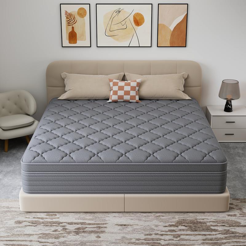 【Clearance】BOMASS 12-14 Inch Twin Full Queen King Size Mattress in a Box Memory Foam Pocket Spring Gray Mattresses Medium Firm Lumbar Support, For Home Rooms Hotels, Boxed Gift Furniture Ergonomic Modern Bed