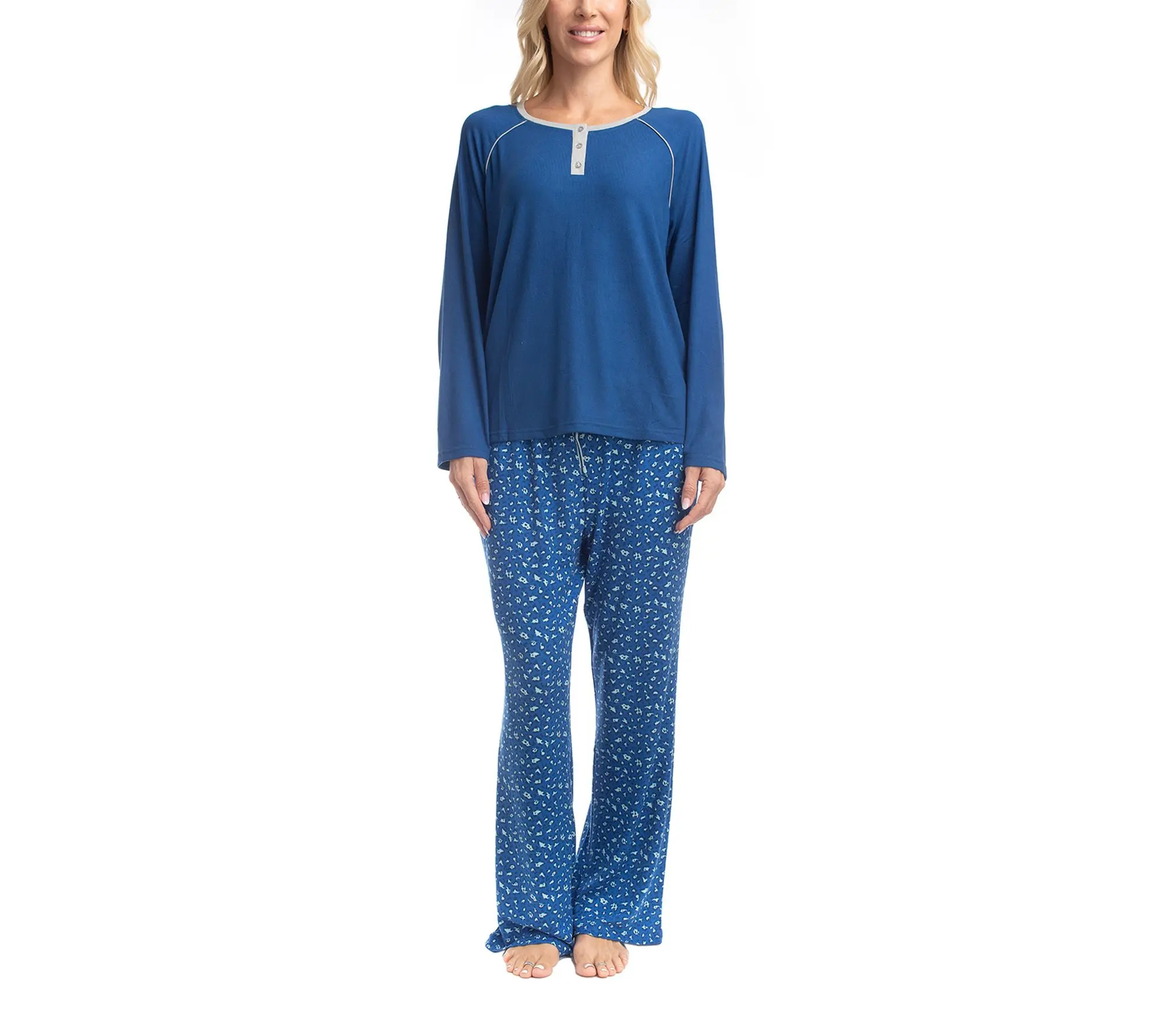 Goodnight Kiss Ladies' Cherry & Merry Henley PJ Set