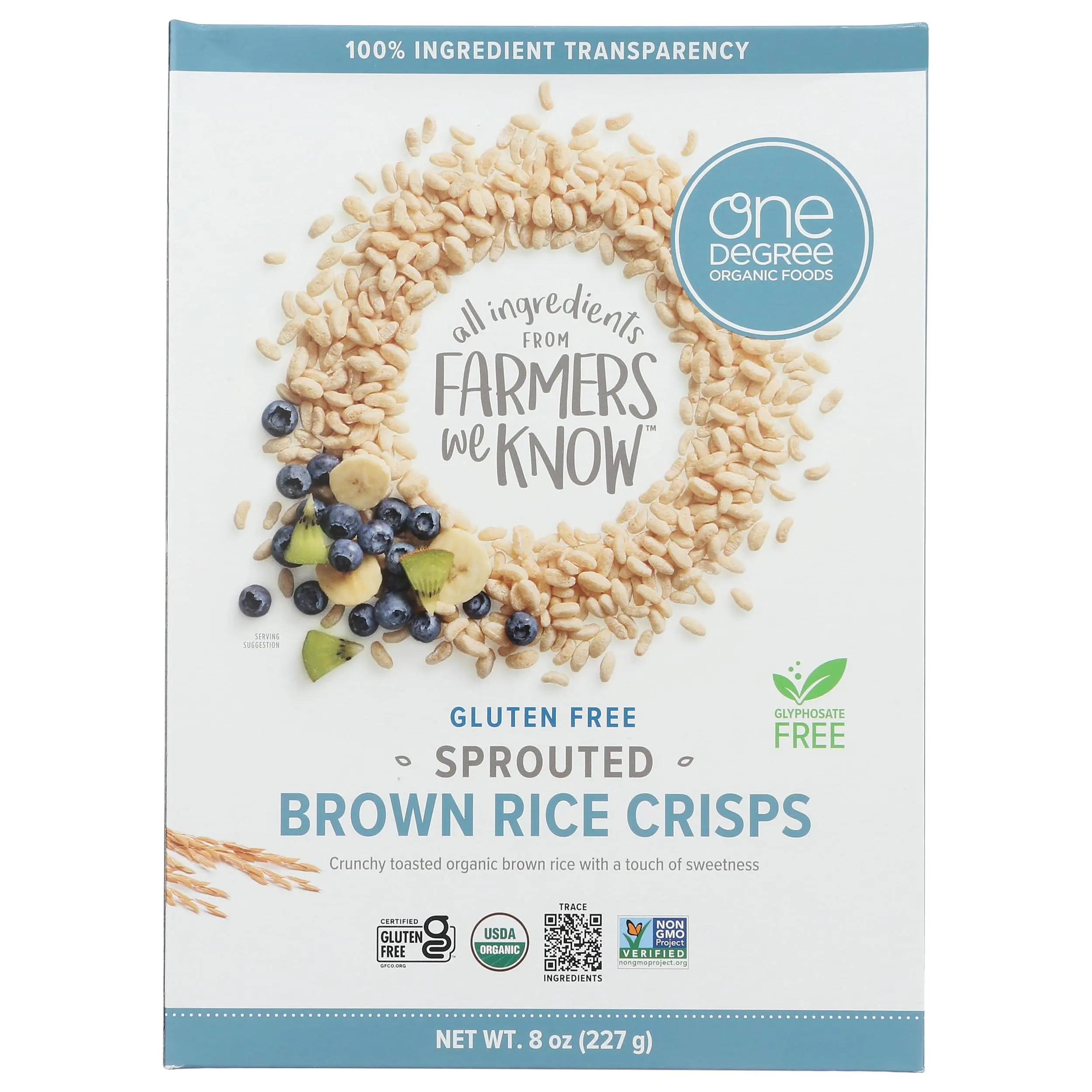 One Degree Organic Foods Brown Rice Crisp Cereal 8 oz