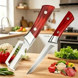 Two-piece household kitchen small tools - a combined peeler and vegetable grater with a sharp fruit slicing blade. Suitable for cutting fruits, vegetables and meats. Knives