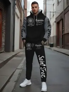3D Printed Hooded Sweatshirt Set, Long Pants Two-Piece, Streetwear Tracksuit Set, Casual Sportswear for Spring & Fall, Holiday Gift Choice