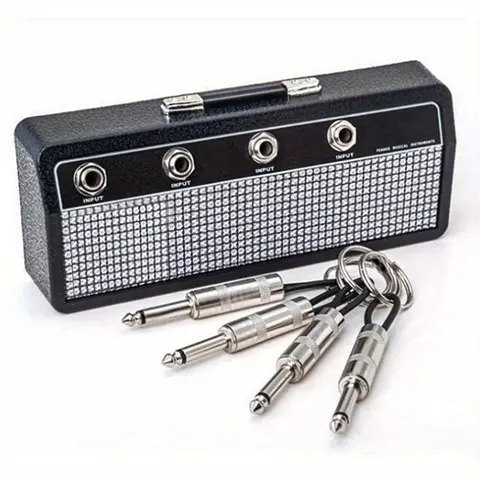 Metal Aluminum Alloy Wall-Mount Guitar Amplifier Key Holder with 4 Key Rings, Exquisite Texture, Quick Easy Installation with Instructions, House Decor for Music Lovers, Home/Studio Entryway Gift to Decorate Your Home Beautifully
