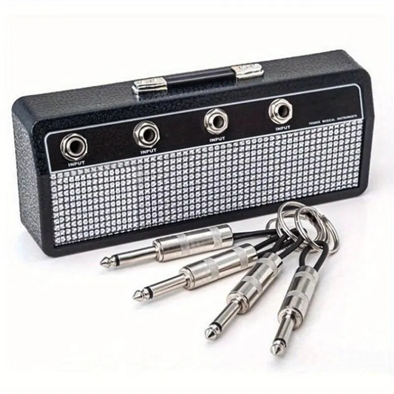 Metal Aluminum Alloy Wall-Mount Guitar Amplifier Key Holder with 4 Key Rings, Exquisite Texture, Quick Easy Installation with Instructions, House Decor for Music Lovers, Home/Studio Entryway Gift to Decorate Your Home Beautifully