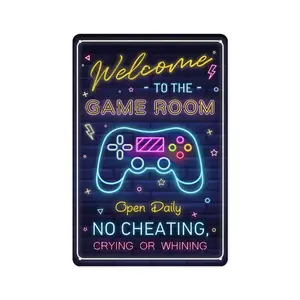 Welcome to the Game Room Sign - Cool Gaming Decor Gifts for Boys and Teens  Perfect Game Room Accessories and Decor, 12 x 8 Inch