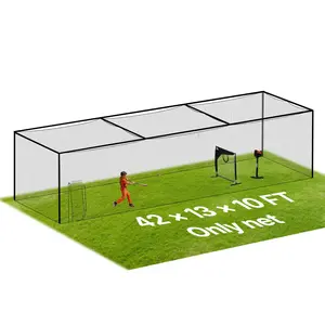 Baseball Batting Cage Net Only, Freestanding Portable Hitting Cage for Indoor and Outdoor Use, 41.7 x 12.8 x 10.1 Ft, 30-Ply Knotted HDPE Net with Carabiner Hooks, Includes Netting for Training and Practice