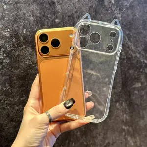 Cute cat ear airbag drop-proof Shockproof phone case, compatible with iPhone 17 Pro Max/17 Pro/17 Air/17, simple and clean protective case, Cover, Casing, Accessories