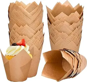 120 Counts Tulip Cupcake Liners for Baking Cups, Food Grade Parchment Paper Muffin Liners Holders, Standard Tulip Cupcake Liners, Greaseproof Cupcake Wrappers for Party, Christmas by Neyimqr (Mix)
