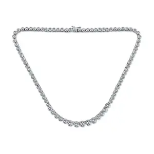 Cocktail Cubic Zirconia Bezel Set CZ Graduated Tennis Necklace Collar Silver Plated