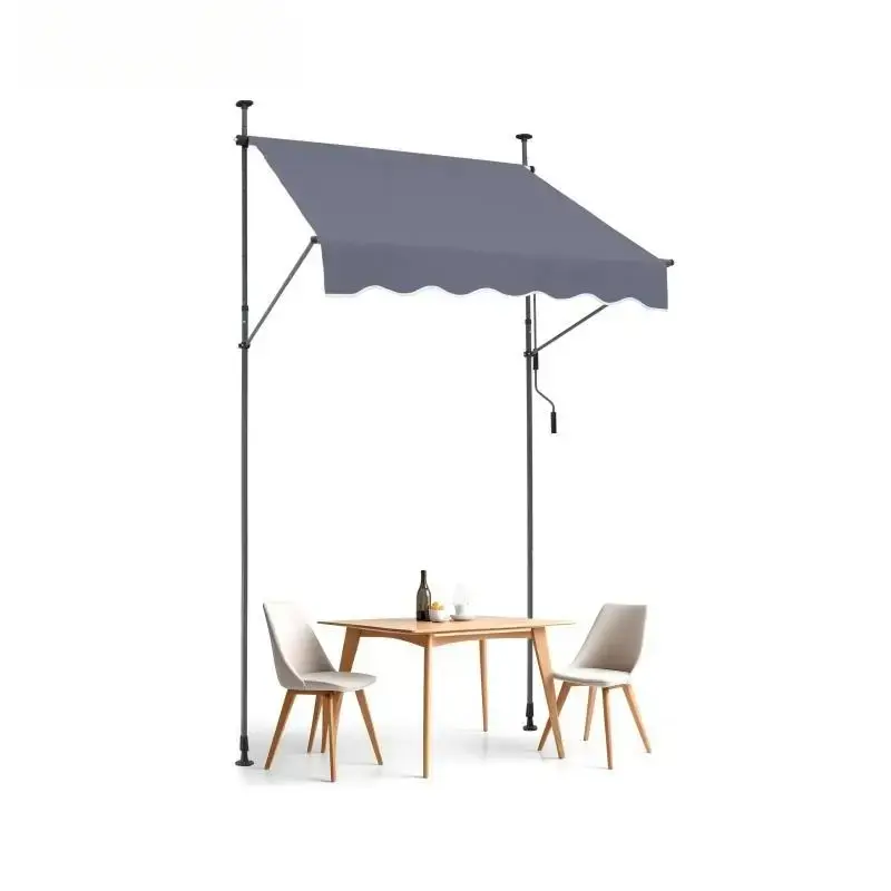 Patio Retractable Awning Sunshade Shelter with Manual Crank Handle Outdoor Canopy Sunsetter Deck for Balcony Yard