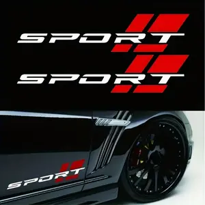 2PCS/SET For Car Bodies/Racing Enthusiast Notebooks Performance Logo Elements Decor Make each use full of powerful sport vibe, "SPORT" text + geometric block decor + sharp font texture details fixed on items