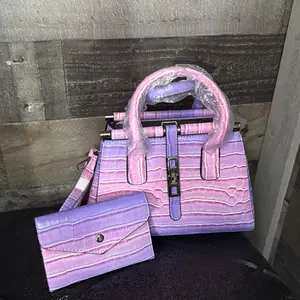 Pink and Purple Mini Clutch with Zipper Closure, Adjustable Strap, and Stylish Design