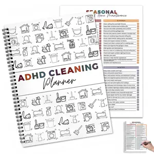 ADHD Cleaning Planner A4 Size, Daily Weekly Monthly Cleaning Schedule Checklist Notebook for Home Office Dorm, Durable Cover Smooth Writing Pages Productivity Planner