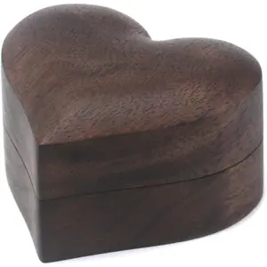 Black Walnut Wood Portable Proposal Ring Box, Heart Shaped Velvet Soft Interior Ring Holder Ring Box Jewelry Gift Box for Wedding, Engagement