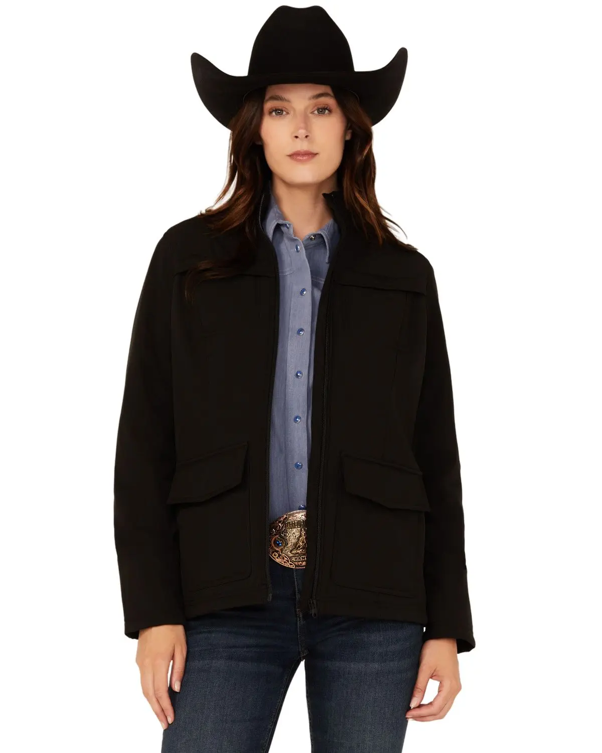 Shyanne Women's Women'S Solid Softshell Lined Zip-Up Jacket - Srfa24o63-Blk
