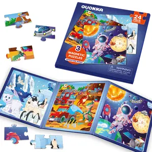 QUOKKA Magnetic Matching Puzzle Book, 24-Piece Toddler-Friendly Travel Sudoku Toy, for 4-6 Year Old Kids, Boosts Patience & Independent Play