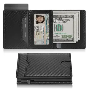 Upgrade Smart Wallet for Men Slim Minimalist Leather Card Holder, RFID Blocking 7-9 Cards Capacity with ID Window Cash Slot, Stylish Wallet Gift for Him