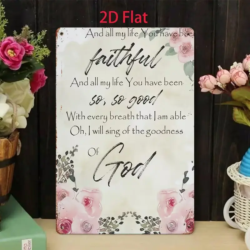 And All My Life You Have Been Faithful God Bible Verse Metal Tin Sign Blush Pink Rose Floral Watercolor Distressed Rust Wall Plaque, Shabby Chic Cottage Core Christian Bedroom Prayer Room Wall Art Decor 8x12 Inch Waterproof Hanging Sign