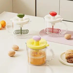 Home Use Manual Egg Beater Whisk Cream Frother with Large Mixing Cup Multifunctional Egg Utensils for Baking