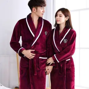 Men’s flannel thickened long section bathrobe, pastoral style, soft polyester blend nightwear for winter and autumn, warm loungewear (also suitable for women).