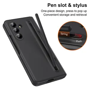 For Samsung Galaxy Z Fold 3/4/5/6/7 Case with Hinge Protection & S Pen Slot, Built-in Kickstand, Includes Glass Screen Protector, Heavy Duty Shockproof Armor Cover (Black/Blue/Green/White),Full Body Rugged Shockproof Cover