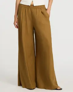 Express Summer-Blend Linen High Waisted Pull On Wide Leg Pant