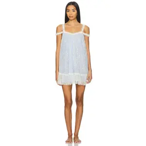 Free People x Intimately Heartbreaker Mini Slip Dress in Toasted Eggnog Combo