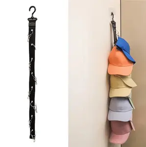 Hat Organizer Wall Mount - Holds 16 Caps, Space Saving Closet & Garage Storage Rack with Adjustable Clips for Baseball Hats, Golf Caps, Beanies | Essential House Organizers & Accessories Hook Decor