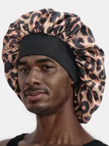 Unisex Leopard Print Sleep Cap, Soft Comfortable Material, All-Day Wear, Loose Headband, Perfect Gift Choice, Elastic Wide Brim Hat, Hair Bonnet