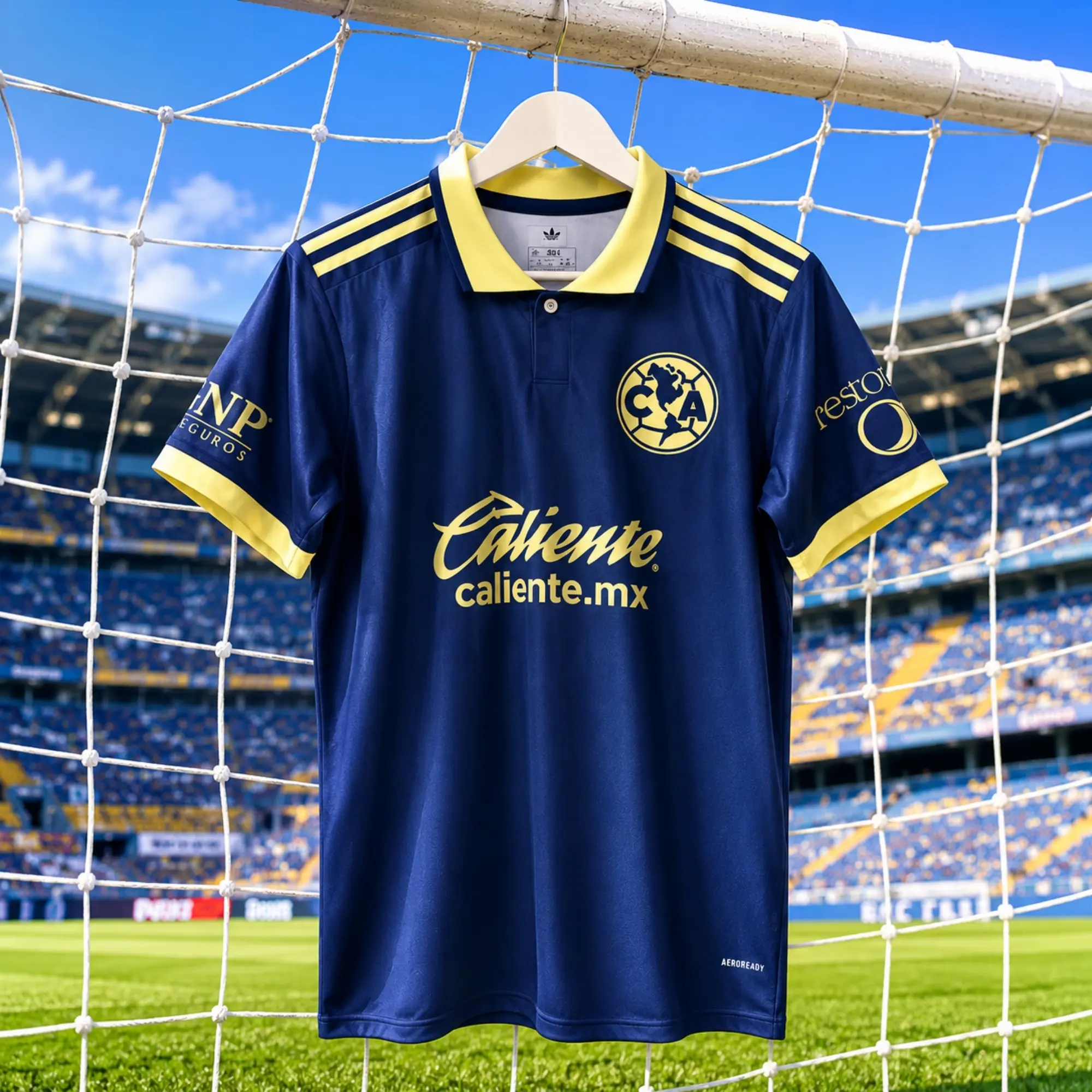 Club América Navy Blue Soccer Jersey 2026 – Yellow Trim Football Fan Shirt Game Day Top