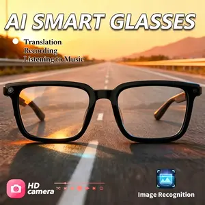 Ai Smart Glasses with Camera, 2mp Camera, 1080P Stabilized Video Recording, Real-Time Translation, Ai Voice Assistant, Object Recognition, Bluetooth-compatible Sunglasses, Multifunctional Smart Glasses