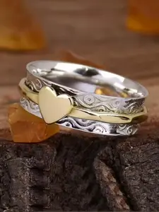 Vintage Heart Ethnic Style Ring, Bohemian Fashion Women's Jewelry, Valentine's Day Gift, Unique Personalized Design Ring, Heart Shaped Ring, Vintage Rings Jewelry