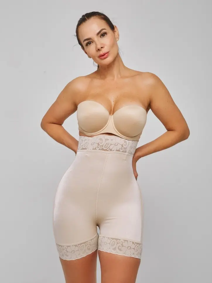 LIANA FASHION Women's High-Waist Powernet Nylon Shapewear Panty - Boyshorts with Excellent Compression, Tummy Control, Butt Lifting, No-Slip Lace