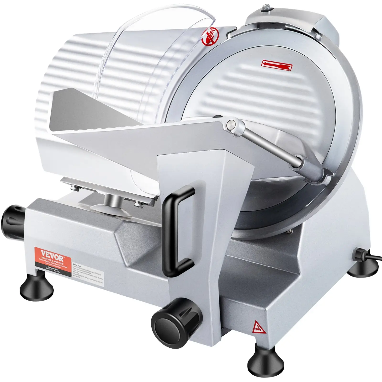 VEVOR 240W Commercial Meat Slicer, Electric Deli Food Slicer, 10" Carbon Steel Blade Electric Food Slicer, 350-400RPM Meat Slicer, 0 - 0.47 inch Thick