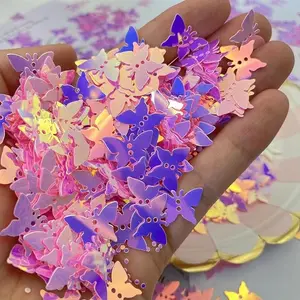 800 Pieces Holographic Butterfly Party Glitter PVC Confetti for Handicrafts, Card DIY, Engagement Wedding Bridal Shower Birthday Valentines Party Decorations (Gold)