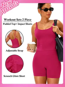 Women's Seamless Backless Strappy Fitness Set, Workout Sets, Figure-flattering sports top, High-stretch sports shorts with butt-lifting effect, breathable quick-dry properties, Adjustable straps, Workout Sportswear, Gym Workout Wear