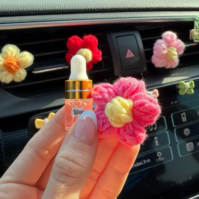 Crochet Flower Car Accessory Vent Clip | Cute Car Decor | Car Air Freshener | Diffuser | Gift For Her