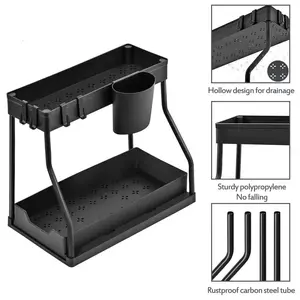 2-Tier Pull-Out Storage Rack, Large Capacity Drawer, Home Organizer for Kitchen and Bathroom, Space-Saving Furniture Solution